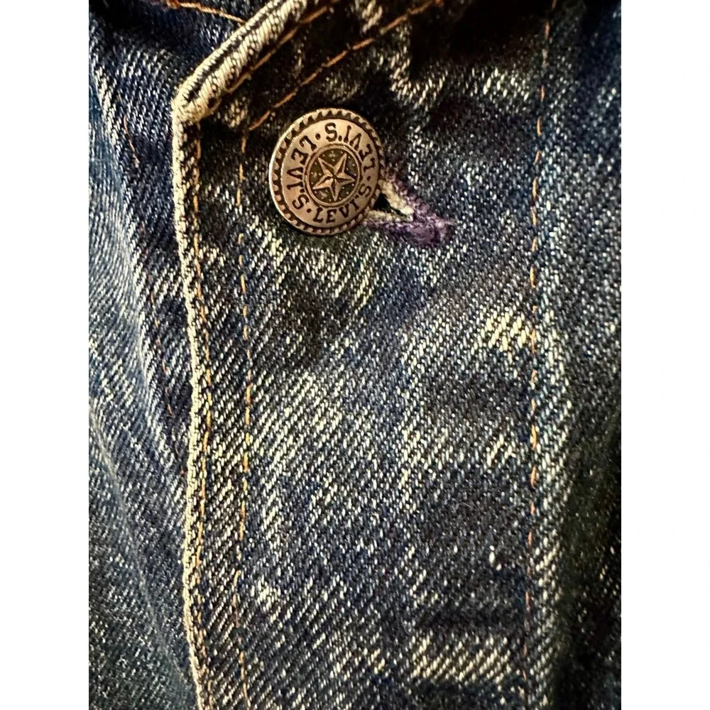 Levis Mens Blue Acid Wash Boxy Denim Jacket M 75073 Corduroy Collar‎ Sleeves VTG